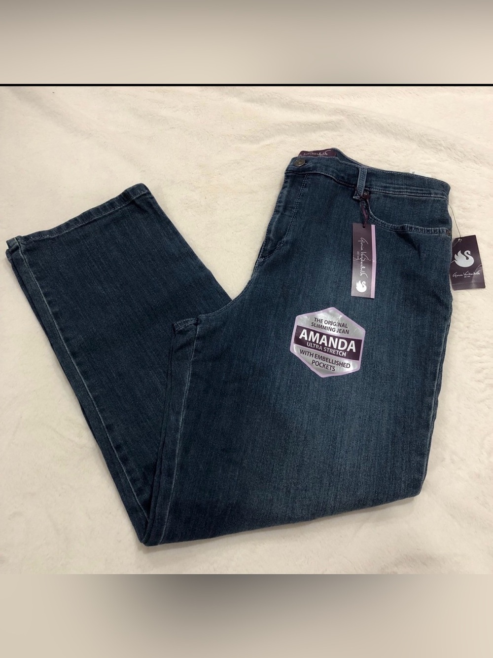 Gloria Vanderbilt Amanda Slimming Jeans Heritage Fit Tapered Leg Size 16 Short